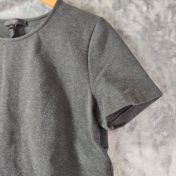 J Crew Womens Charcoal Gray Structured Peplum Ruffle Hem Top‎ Style C0770 S - Picture 2 of 8